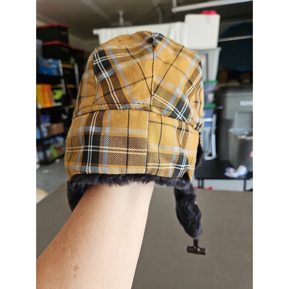 Purdue Boilermakers Trapper Hat Top of the World Plaid Faux Fur Ear Flap NCAA...